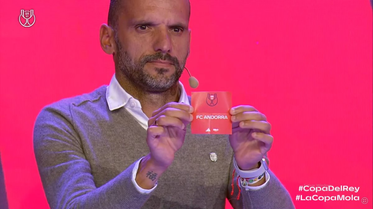 El moment en que ha sortit el nom de l'FC Andorra en el sorteig de la Copa del Rei celebrat aquest matí