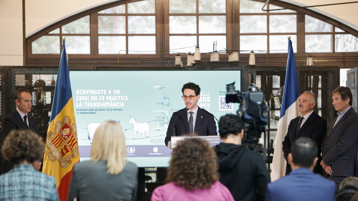 El ministre de Medi Ambient, Agricultura i Ramaderia, Guillem Casal, en l'acte d'inauguració del camí