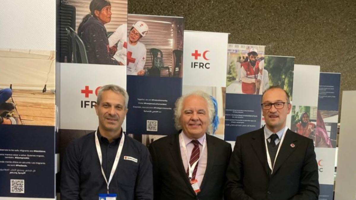Els membres de la Creu Roja Andorrana durant la trobada anual de la Federació Internacional de la Creu Roja i la Mitja Lluna Roja.