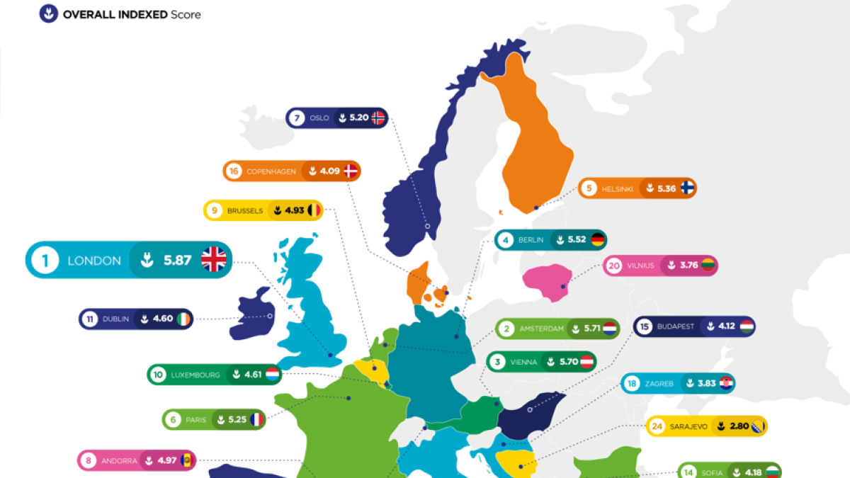 Mapa amb les capitals analitzades.