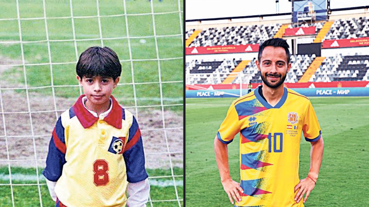 Ludo Clemente, de petit, i al seu últim partit amb la selecció.