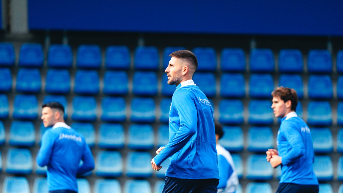 César Morgado durant l’entrenament d’ahir.