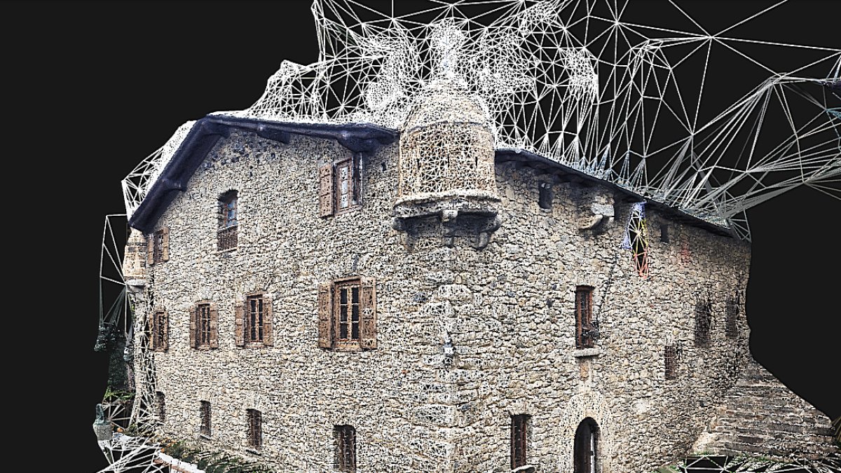 Simulació de la  Casa de la Vall amb el núvol de punts.