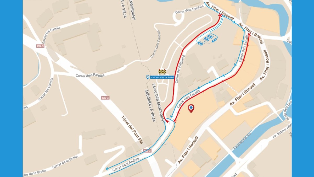 El mapa de la zona del Falgueró que quedarà tallat
