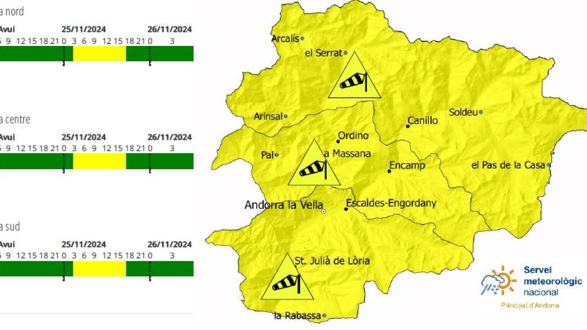 Avís groc per forts vents demà