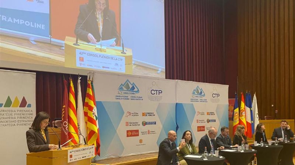 Imma Tor en el seu discurs a la Comunitat de Treball dels Pirineus a Toulouse