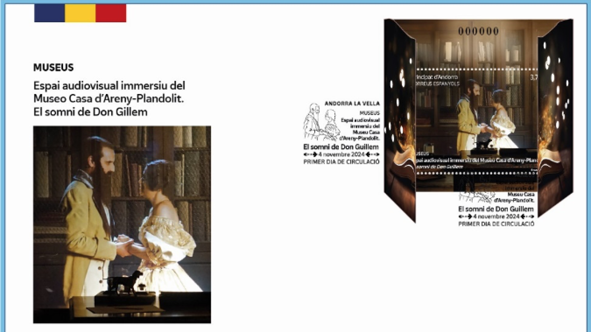 El segell dedicat el museu Casa d'Areny-Plandolit.