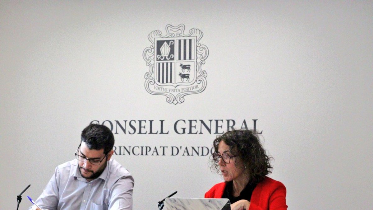 Pere Baró i Judith Casal durant la roda de premsa al Consell.