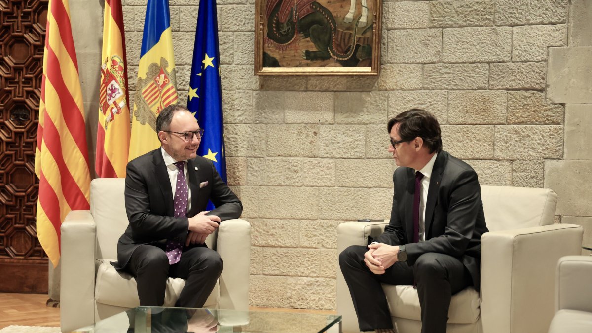 Xavier Espot i Salvador Illa en la reunió avui a Barcelona