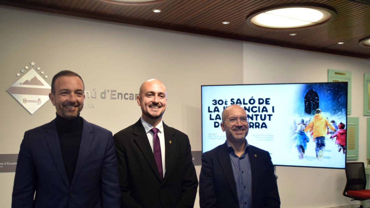 Jordi Torres, Xavier Fernández i Joan Sans a la presentació del 30è Saló de la Infància i Joventut