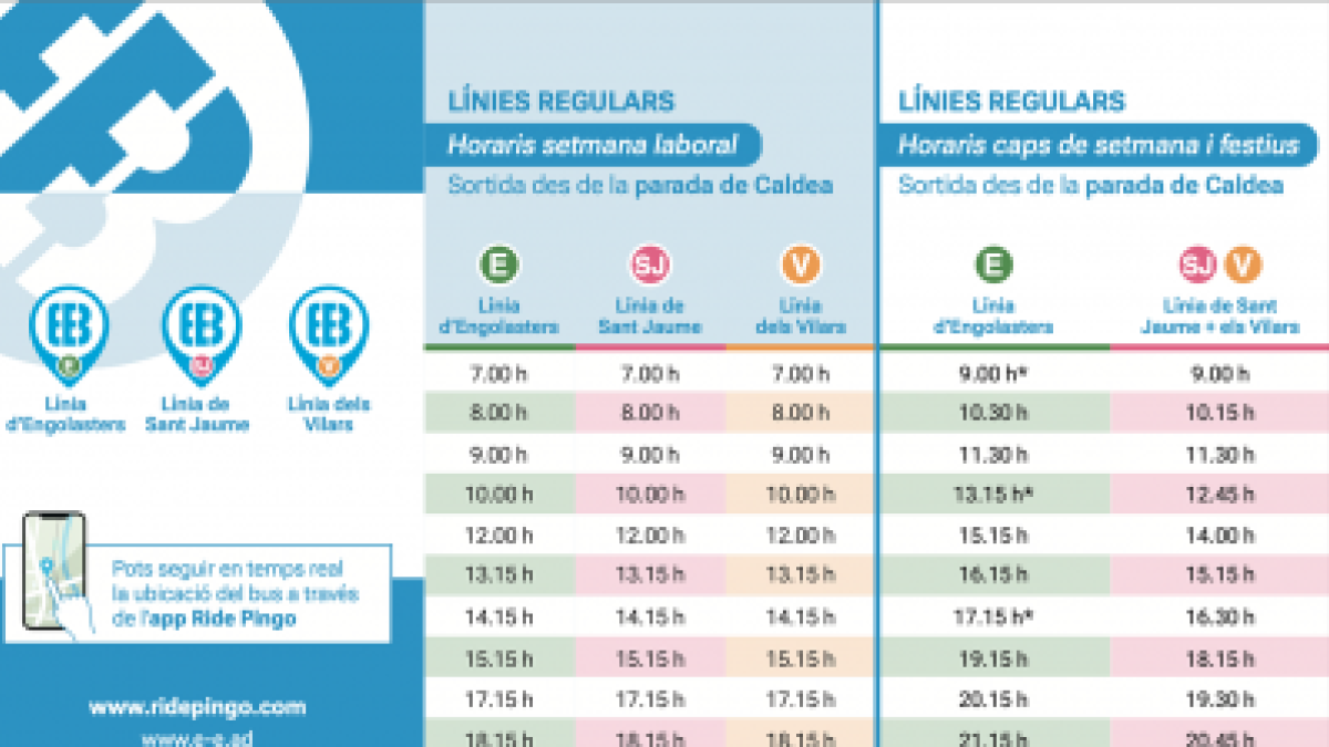 Horaris del bus comunal