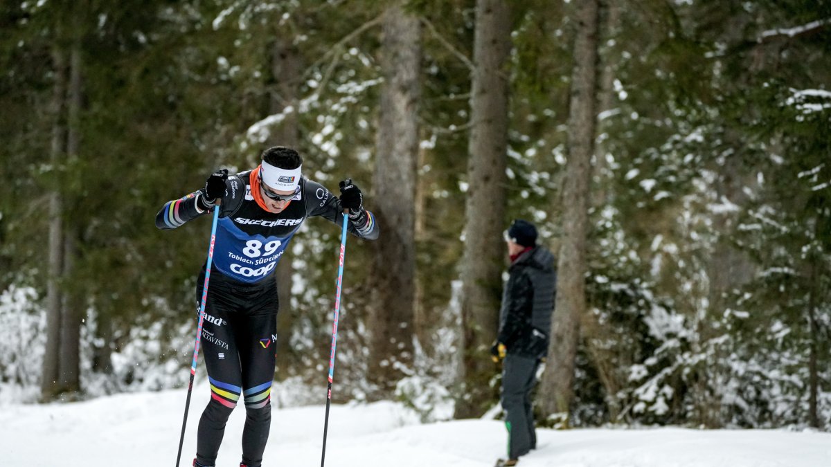Irineu Esteve durant els 15 quilòmetres clàssics del Tour de Ski celebrats ahir.