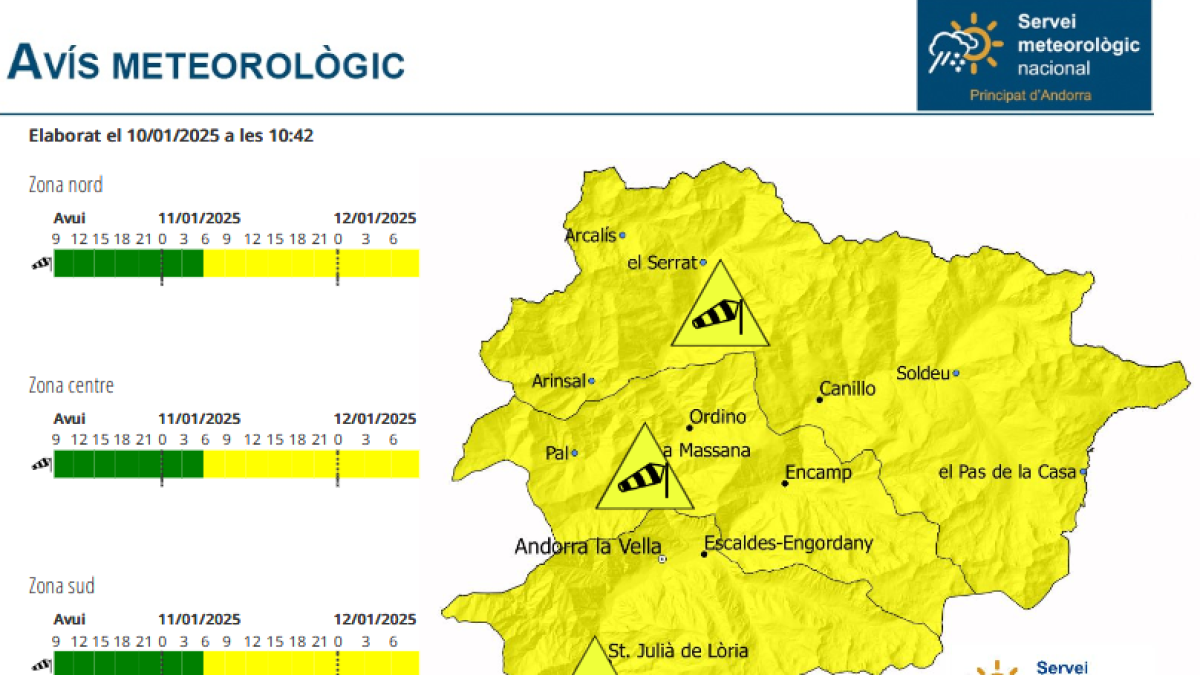 Avís groc per fortes ventades demà