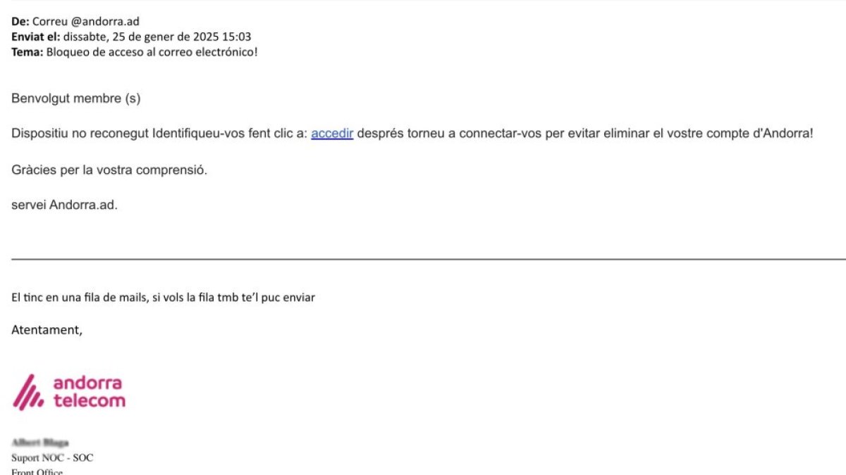 El correu fraudulent.