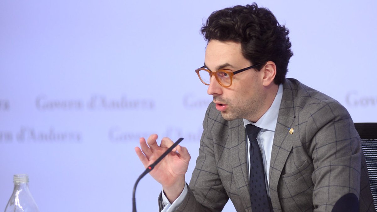 El portaveu de Govern, Guillem Casal, durant la roda de premsa.