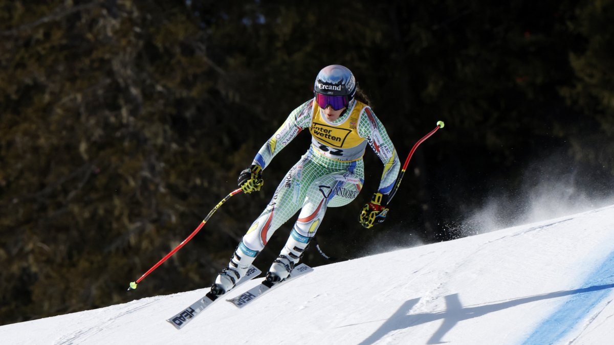 Cande Moreno, en l’entrenament de descens.
