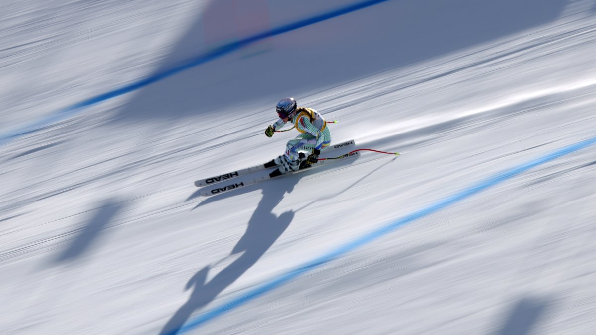 Cande Moreno en un dels entrenaments de descens