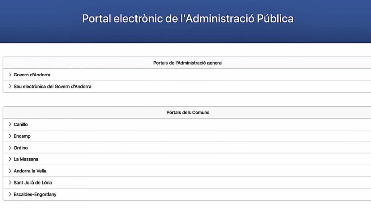 La plana web des d’on es poden fer els tràmits en línia.