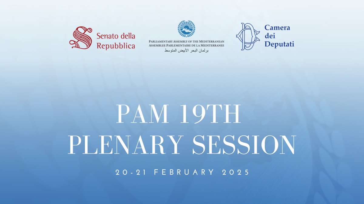 El cartell de la 19a sessió plenària de l'Assemblea Parlamentària de la Mediterrània