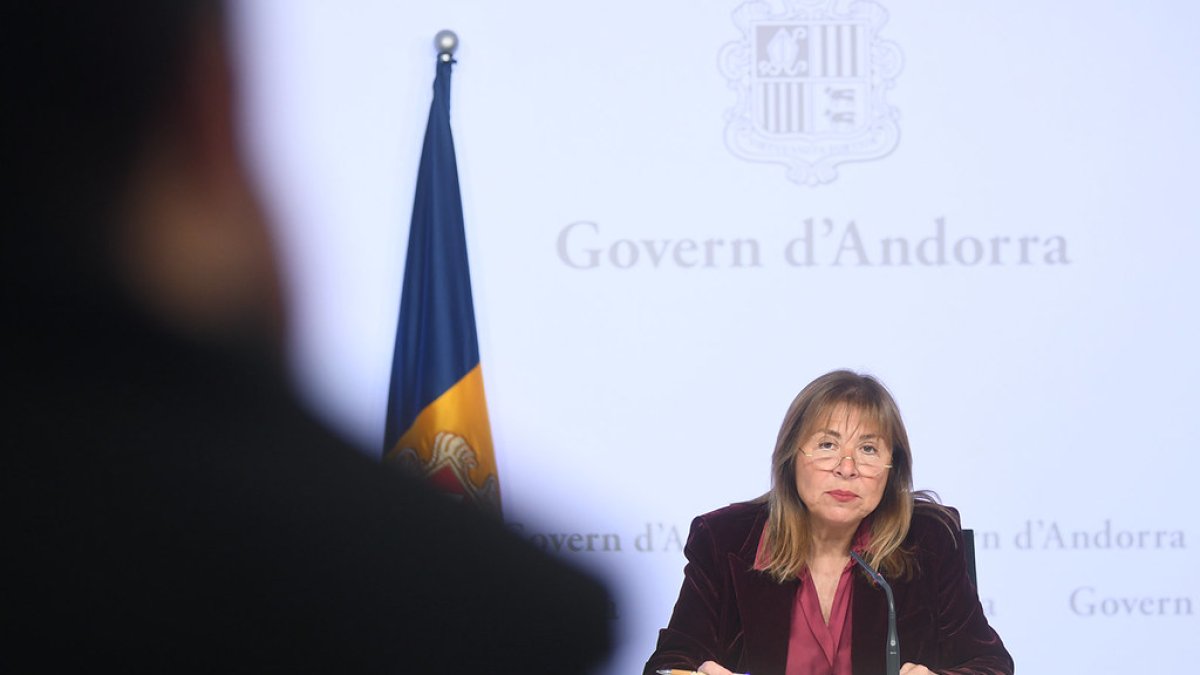 La ministra Conxita Marsol en una roda de premsa anterior de consell de ministres