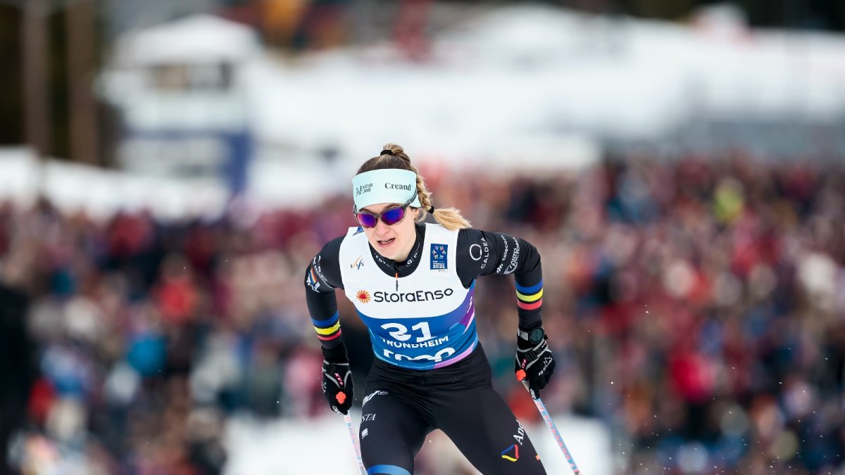 La fondista Gina del Rio, en un moment de l’esprint de Trondheim.