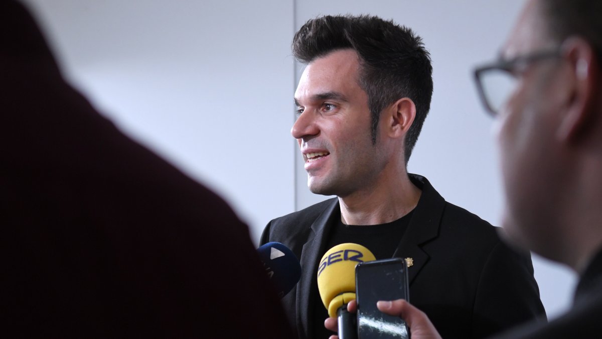 El secretari de Transports i Mobilitat, David Forné, durant la roda de premsa.