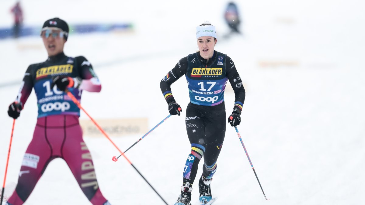 Gina del Rio, després de travessar la meta a la cursa de 10 quilòmetres del Mundial.