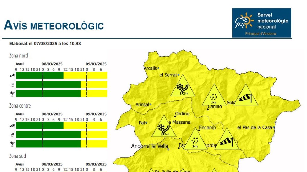 Avís groc a partir de demà al migdia i, almenys, fins diumenge al matí.