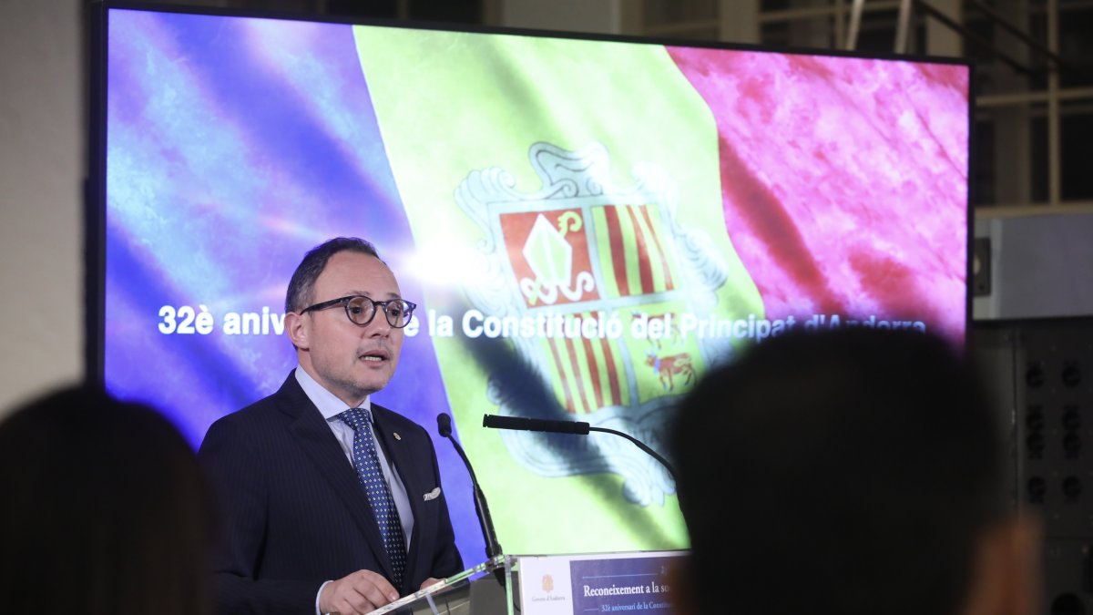 Xavier Espot durant la recepció de la Constitució de dimecres passat