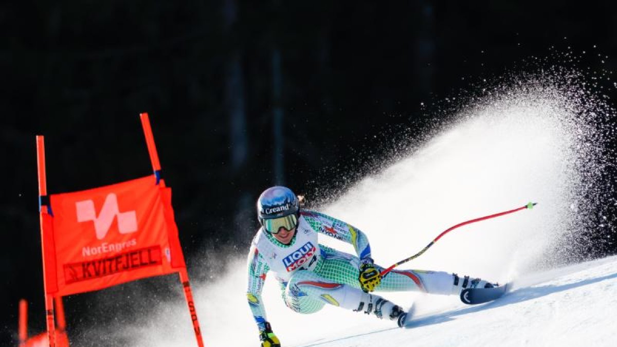 Cande Moreno, a la cursa de descens de la WC de Kvitfjell