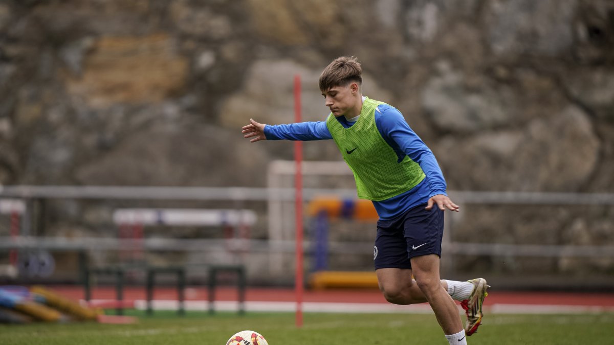 Iván Rodríguez, a l’entrenament d’ahir.