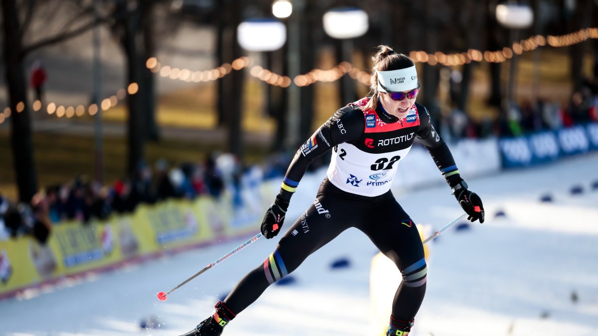 La fondista Gina del Rio, en ple esforç durant l’esprint de la Copa del Món de Tallinn, ahir.