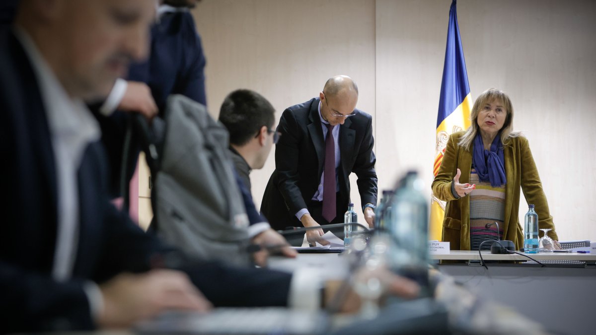 La ministra de presidència, Conxita Marsol, en la reunió del consell econòmic i social.