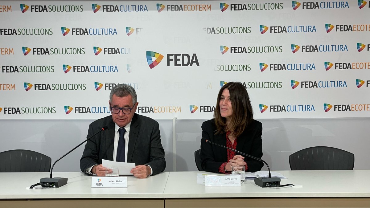 Albert Moles i Anna Garcia durant la presentació de la col·laboració de FEDA amb els Jocs dels Petits Estats