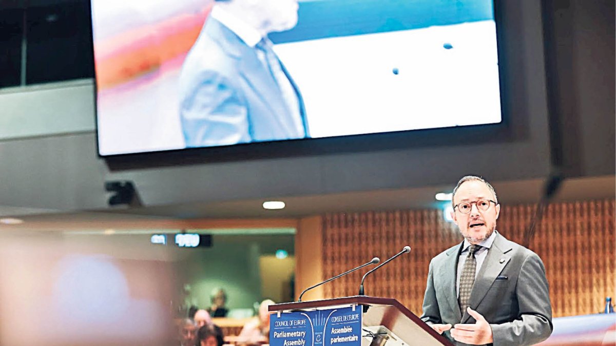 El cap de Govern, Xavier Espot, en la intervenció ahir davant del Consell d’Europa.