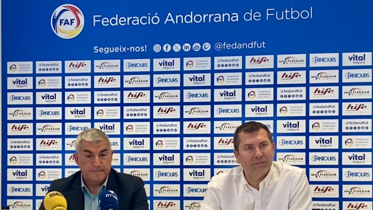 El president de la FAF, Fèlix Álvarez, i el secretari general, David Rodrigo, president i secretari general de la FAF