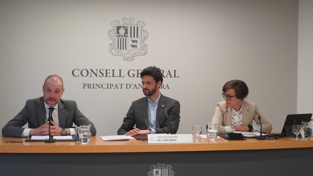 Els representants de Concòrdia durant la roda de premsa.