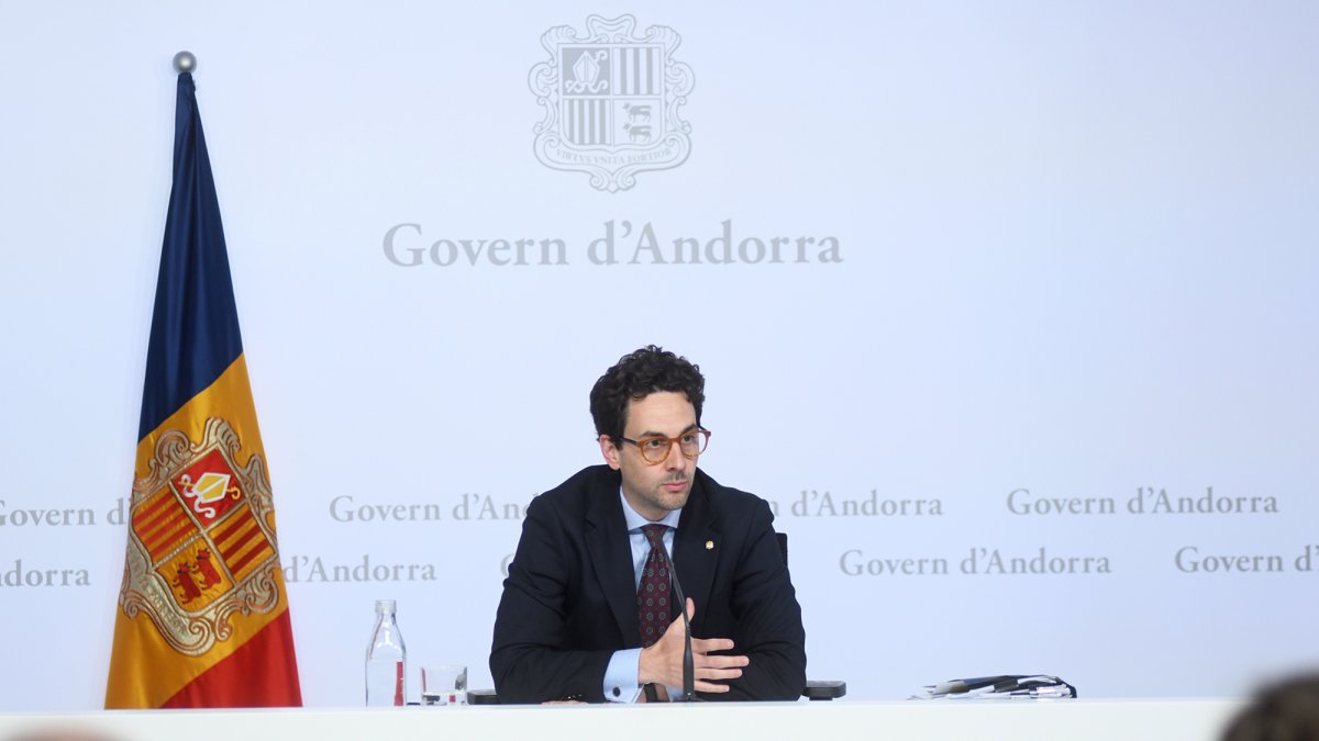 El ministre Portaveu, Guillem Casal, en la roda de premsa posterior al consell de ministres d'aquesta tarda.