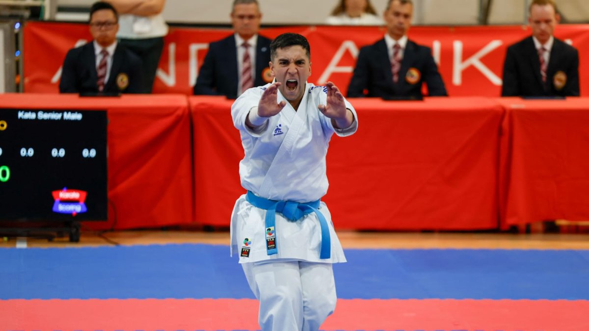 Silvio Moreira durant la kata que l'ha portat a la final