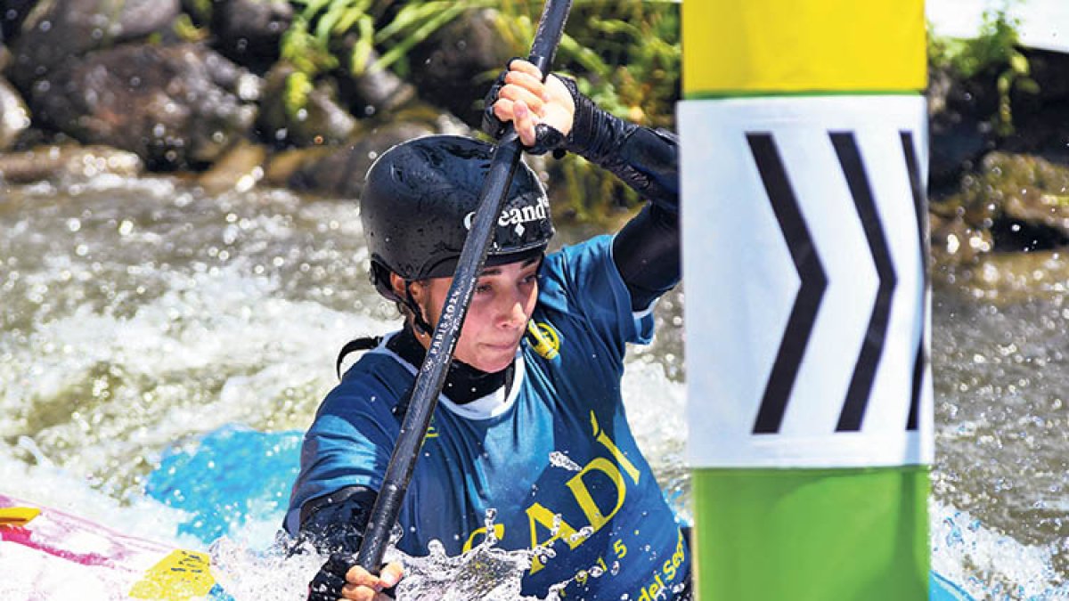Mònica Doria, en la baixada del caiac cros.