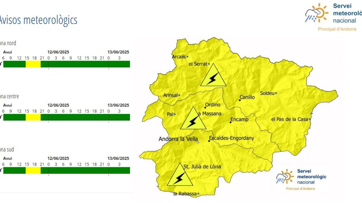 Alerta groga per tempestes fins al vespre