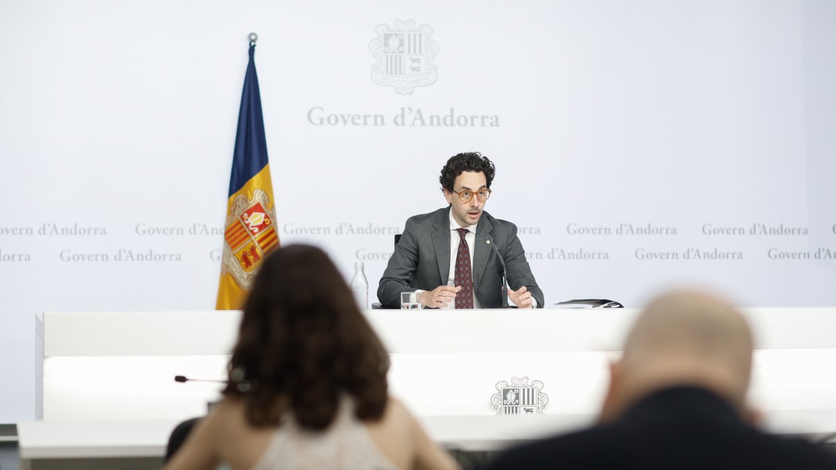 Guillem Casal, portaveu del Govern, a la roda de premsa.