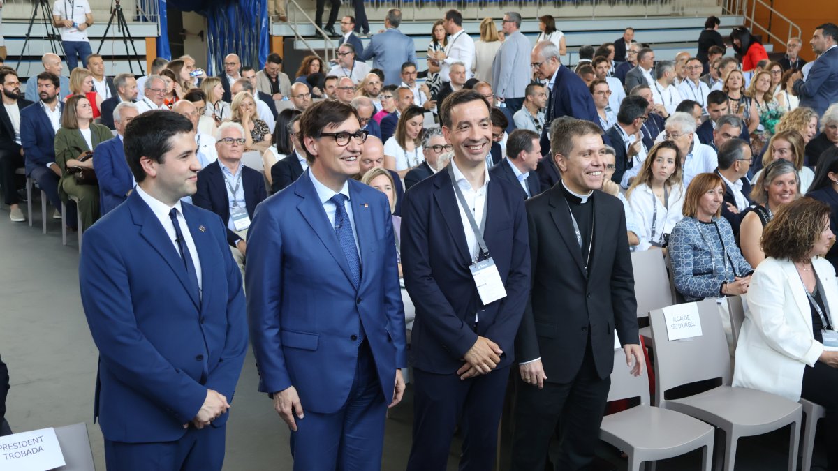 Josep Barrera, Salvador Illa, Josep Serveto, i l'arquebisbe d'Urgell i copríncep d'Andorra, Josep-Lluís Serrano Pentinat.