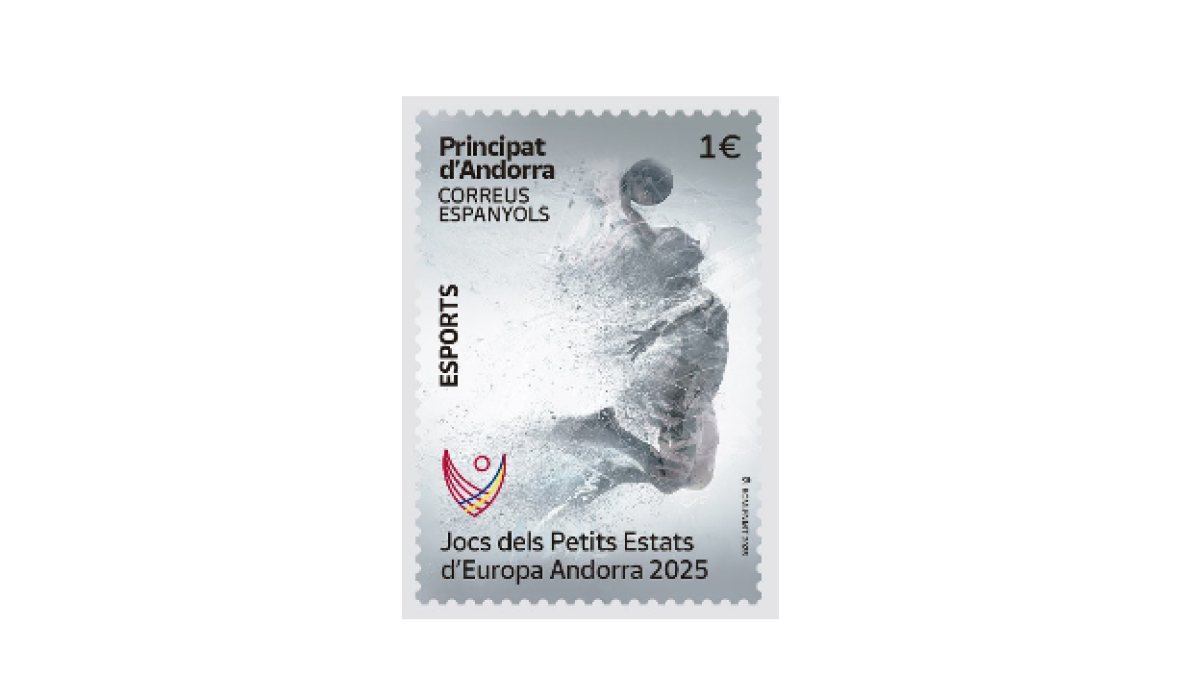 Segell de Correos dedicat als Jocs dels Petits Estats d'Europa Andorra 2025