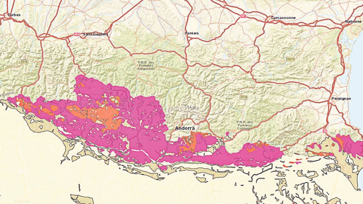 Mapa del potencial del radó a la frontera.