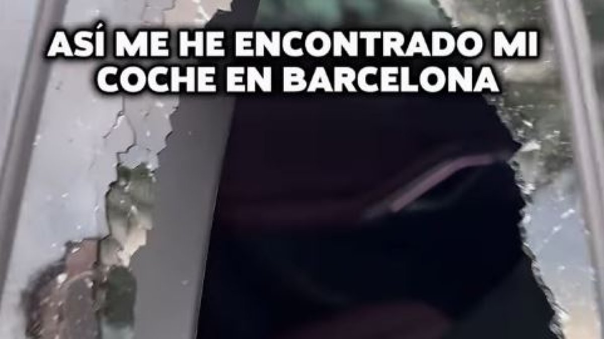 El vidre del vehicle de Xavi Esquerigüela trencat pel robatori a Barcelona