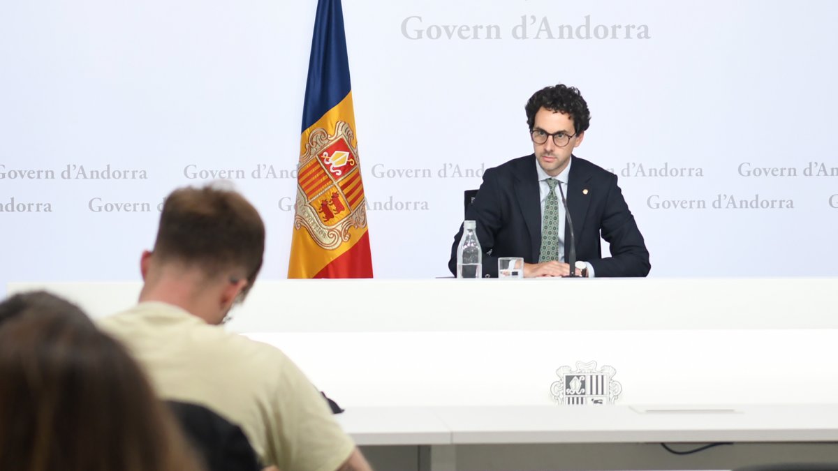 El ministre Guillem Casal en la roda de premsa d'aquesta tarda