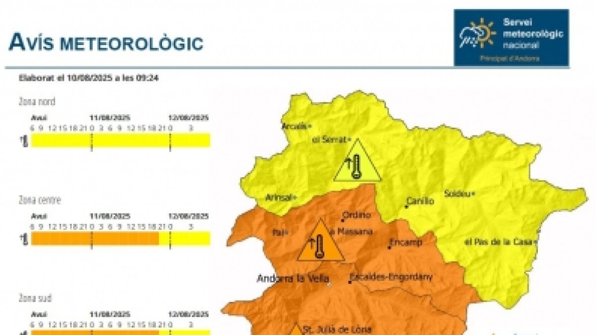 Un mapa de l'avís nacional.