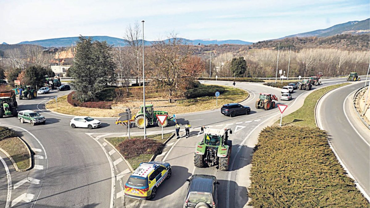 Tractors en una protesta anterior.
