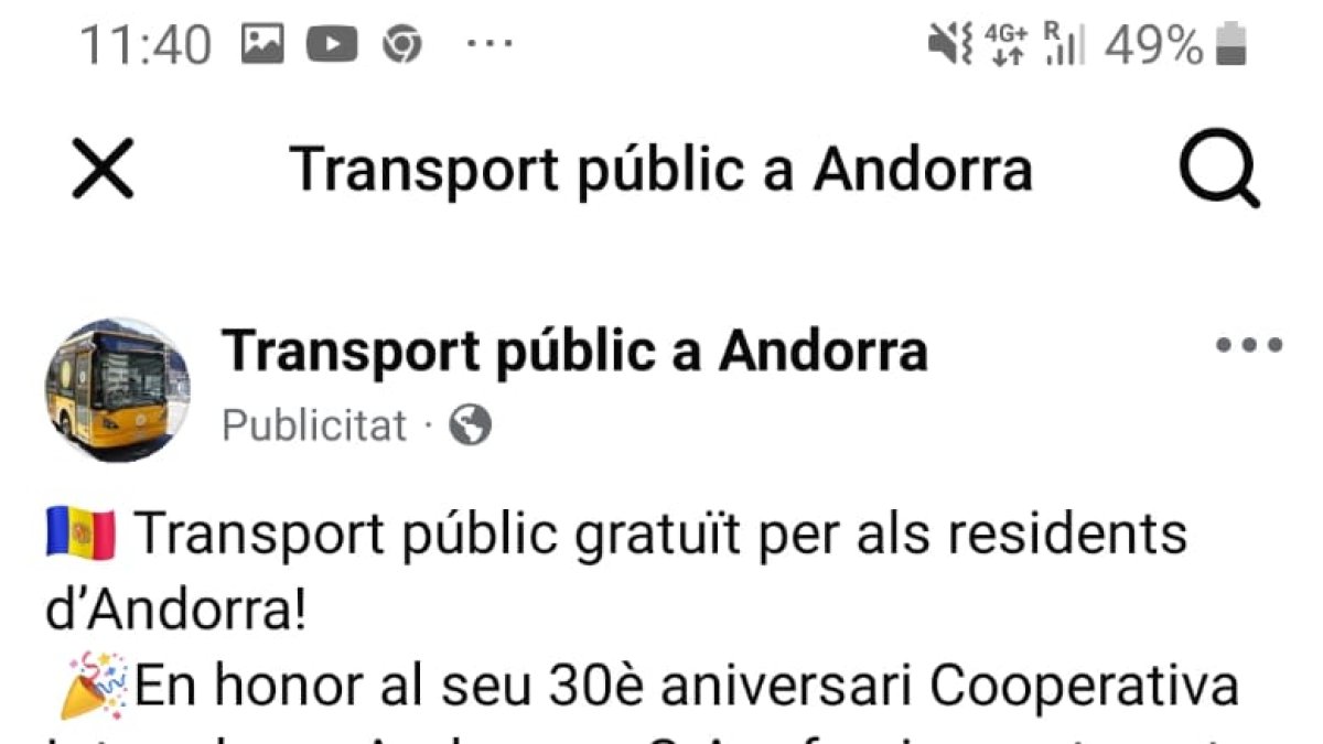 La publicació fraudulenta suplantant Coopalsa a les xarxes socials